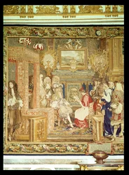 Luis XIV recibiendo al legado papal en Fontainebleau (detalle)